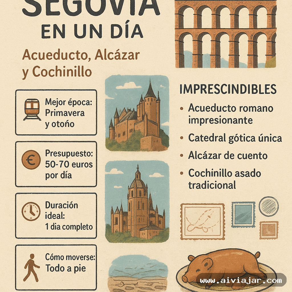 El acueducto romano de Segovia visto desde la plaza del Azoguejo