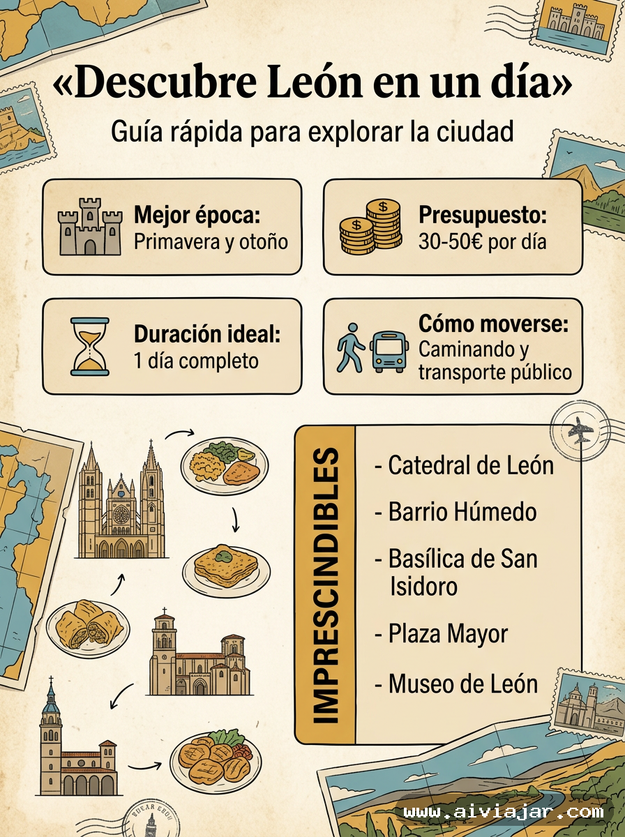 Panorámica de la Catedral de León en un día soleado