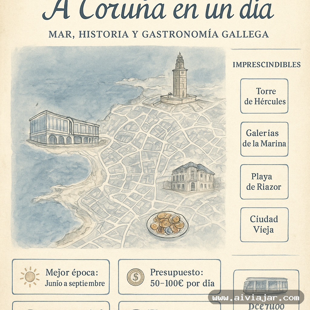 La Torre de Hércules, faro romano de A Coruña, sobre el Atlántico