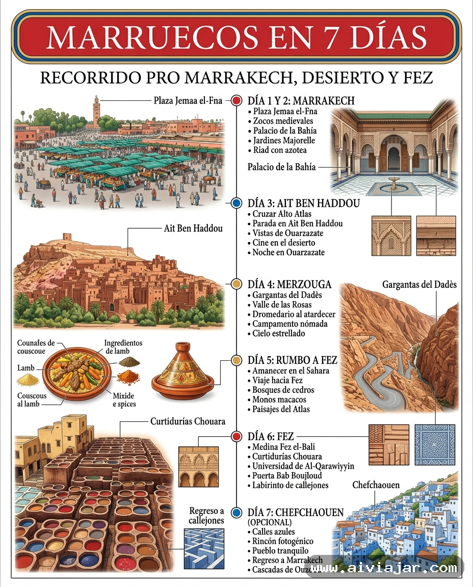 Caravana de dromedarios cruzando las dunas del desierto del Sahara en Marruecos al atardecer