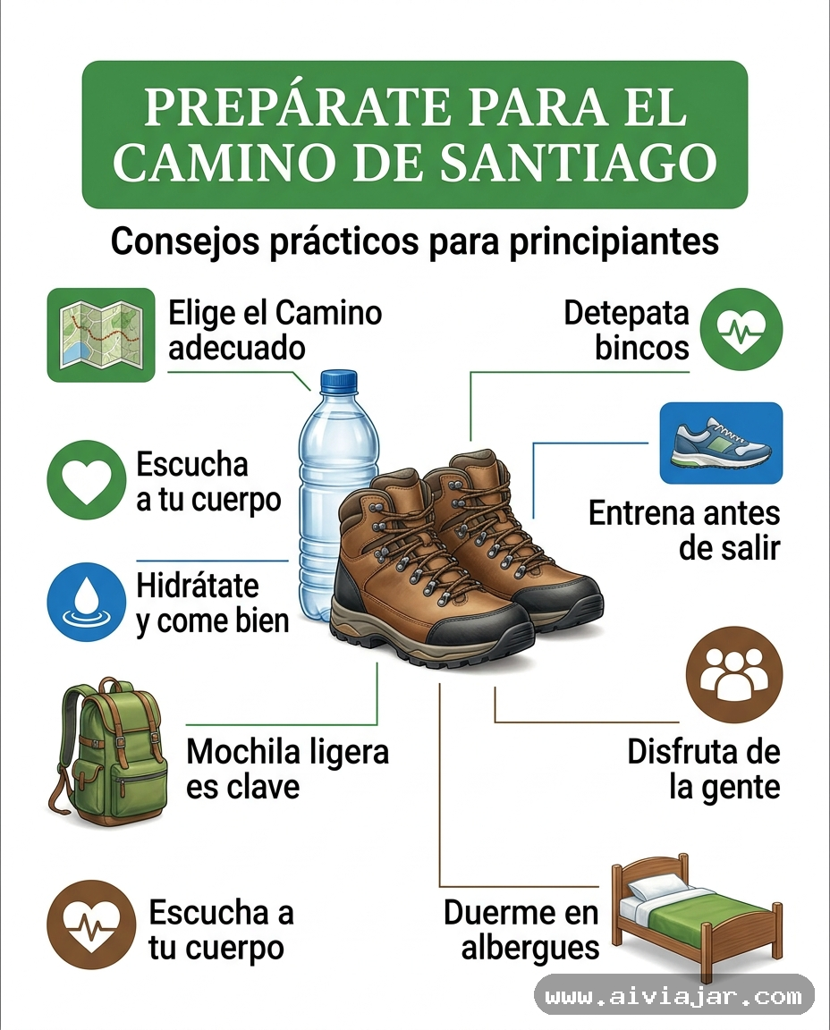 Peregrino caminando por una senda rural con la mochila y el bastón