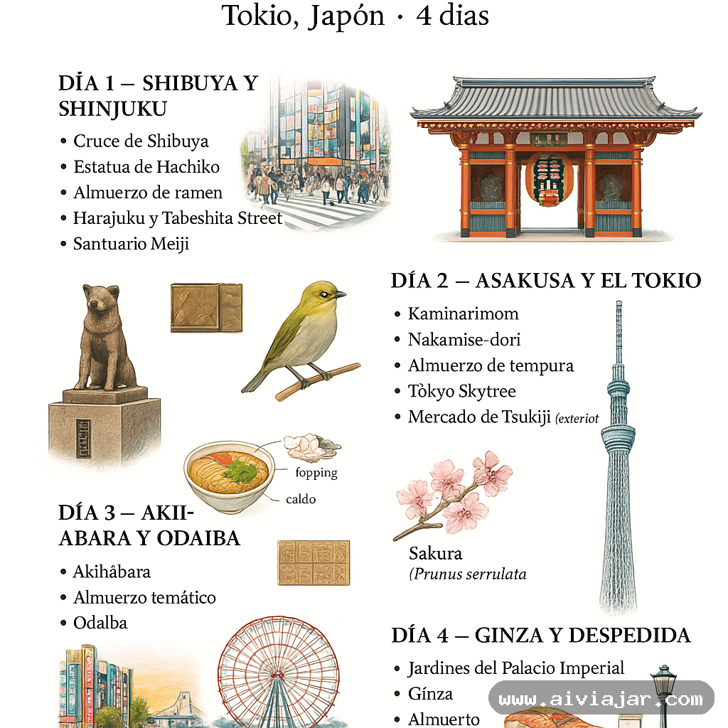 Infografía resumen del viaje a Tokio, Japón