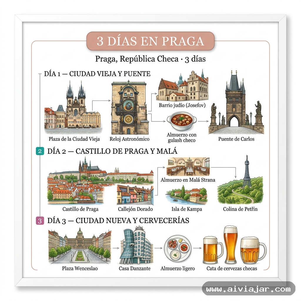 Infografía resumen del viaje a Praga, República Checa