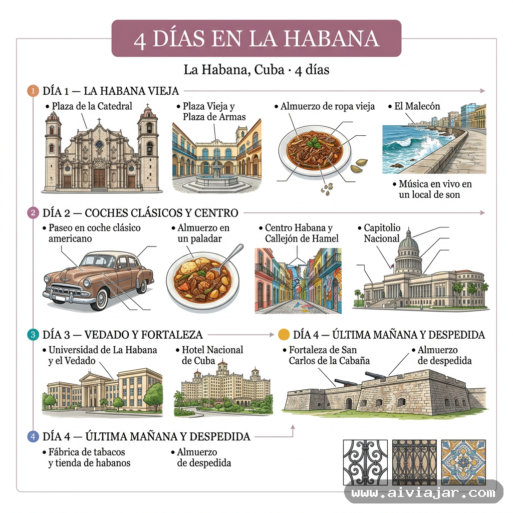 Infografía resumen del viaje a La Habana, Cuba