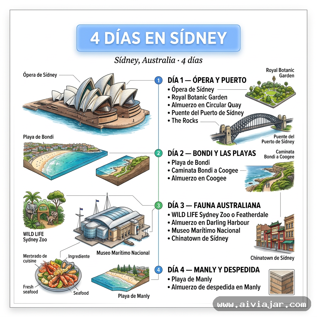 Infografía resumen del viaje a Sídney, Australia
