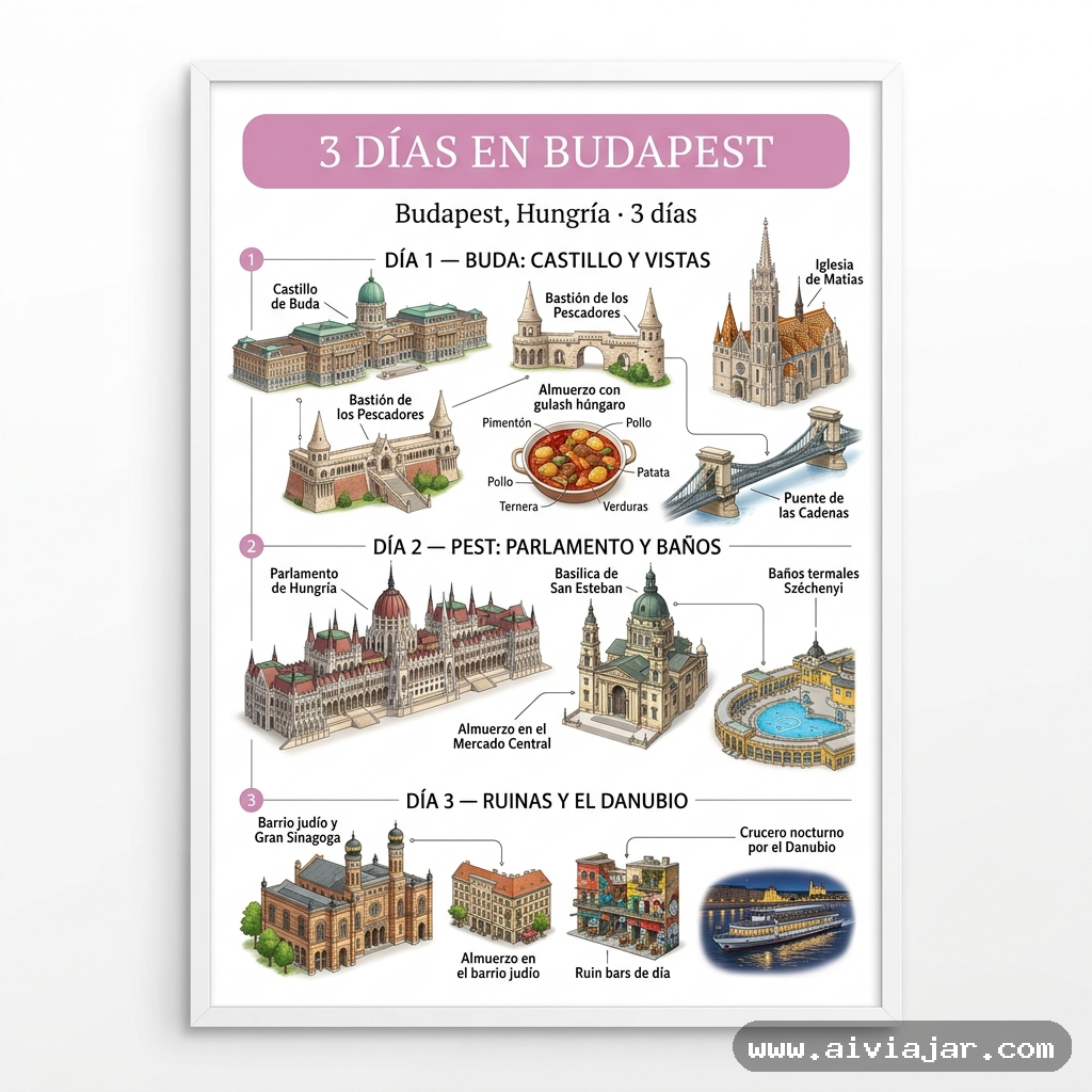 Infografía resumen del viaje a Budapest, Hungría