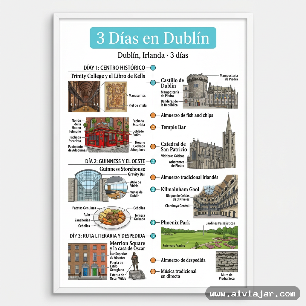 Infografía resumen del viaje a Dublín, Irlanda