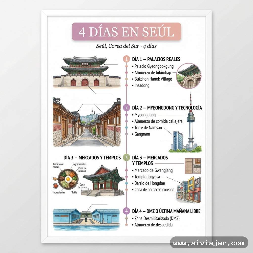 Infografía resumen del viaje a Seúl, Corea del Sur